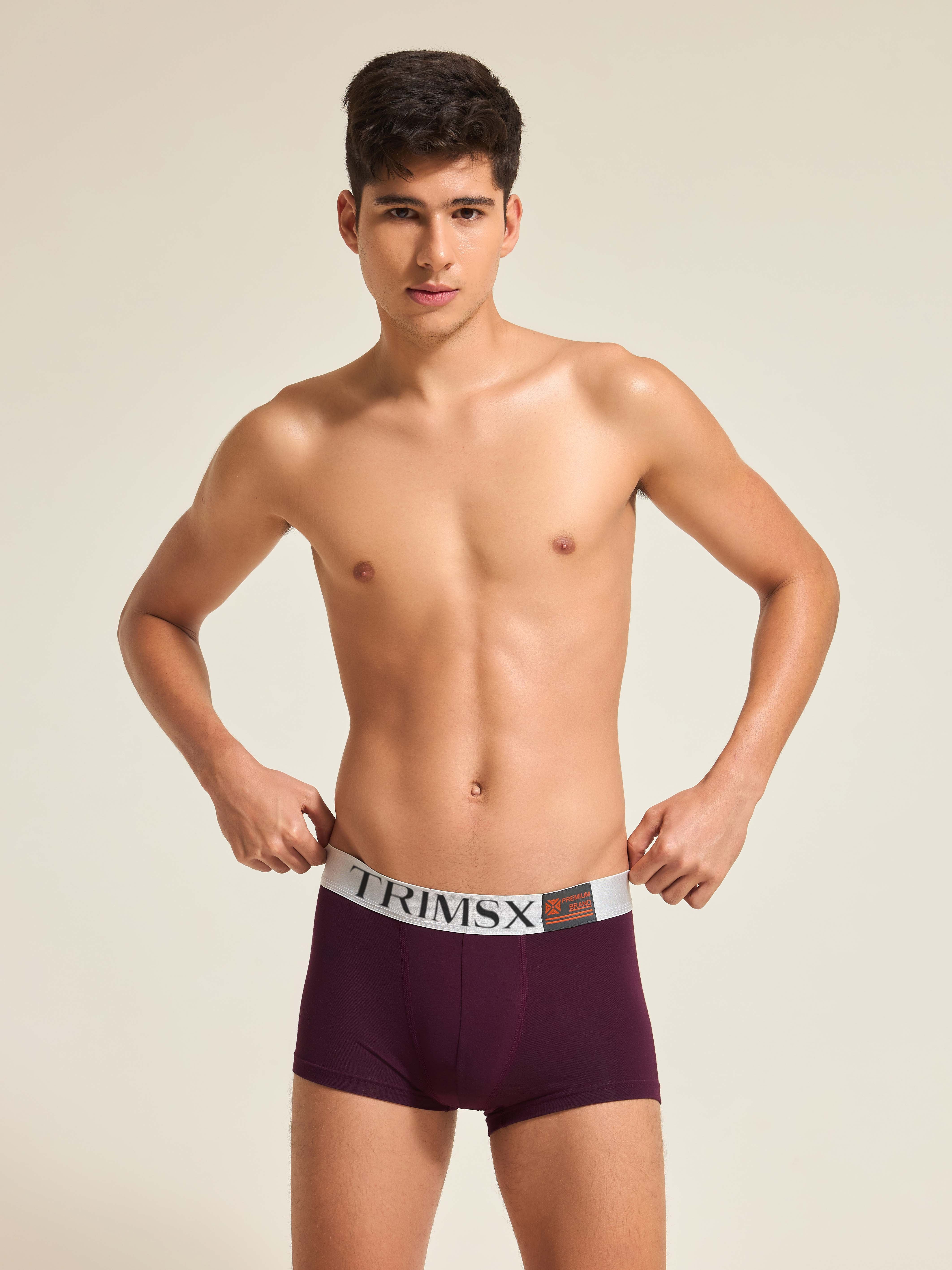 Image of Ultra Soft Modal Elastane Men's Flexi Trunks - Crimson Maroon