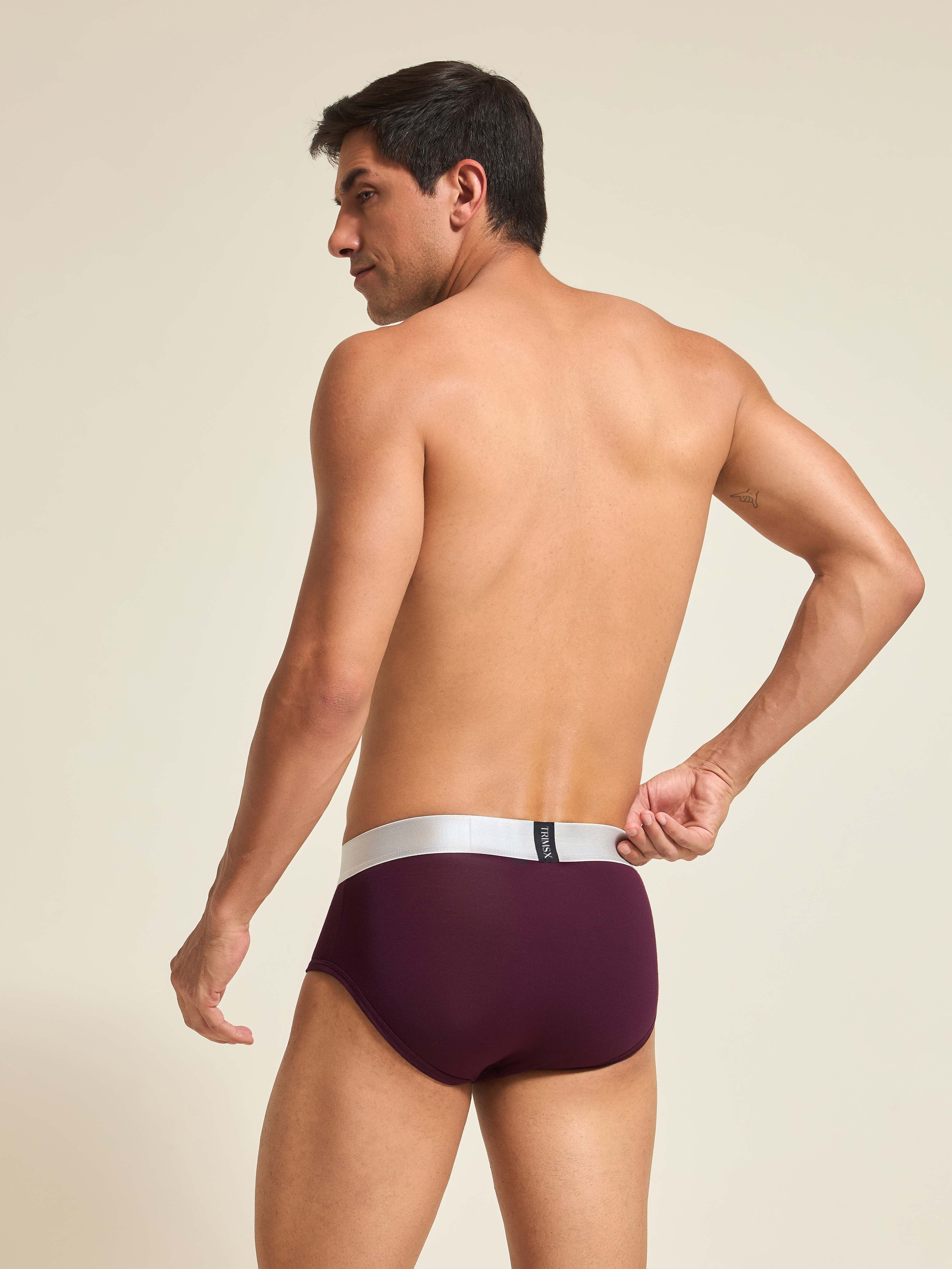 Ultra Soft Modal Elastane Men's Flexi Briefs - Crimson Maroon