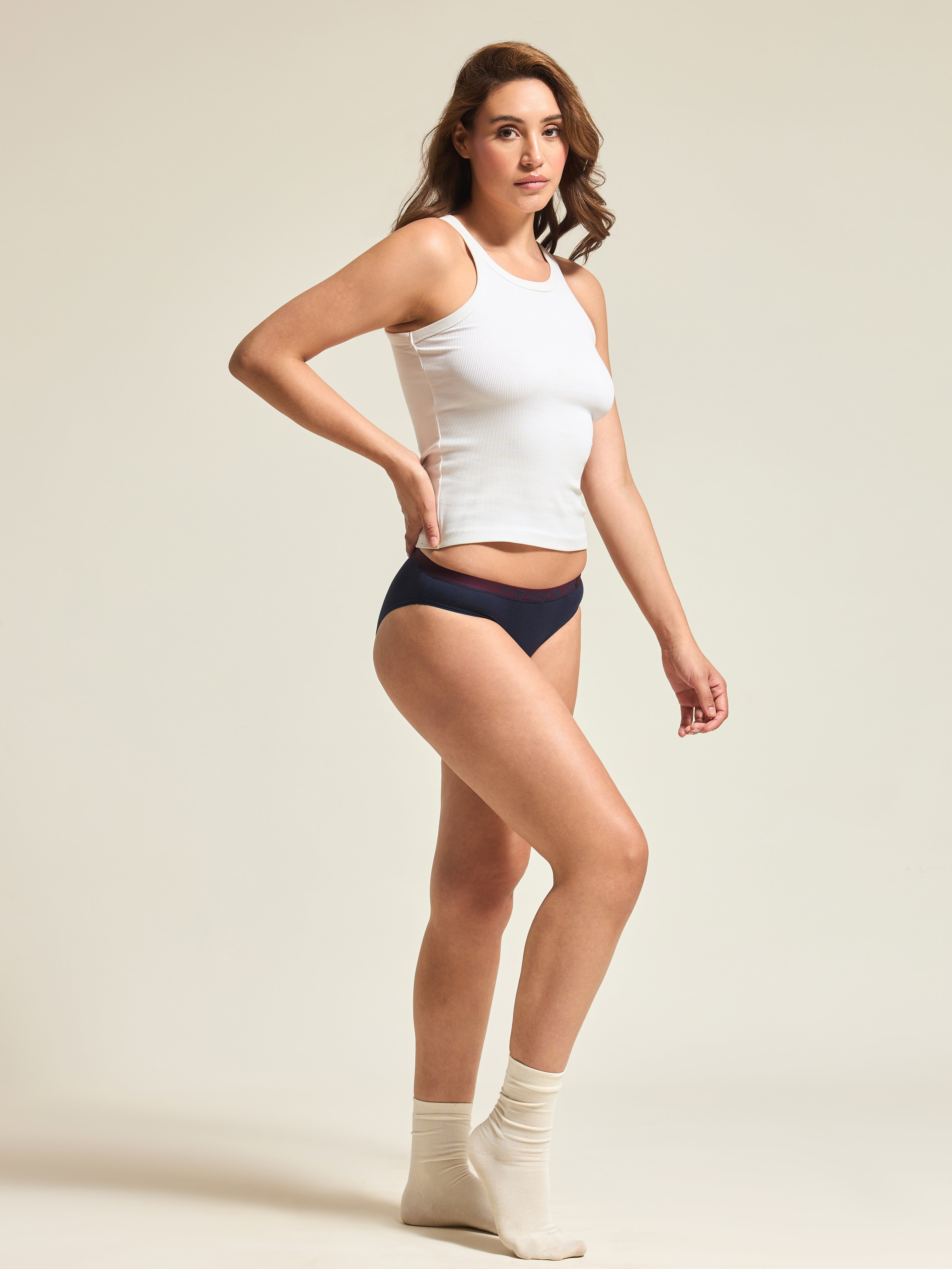 Image of Ultra soft modal elastane women's full coverage bikini panties - midnight blue