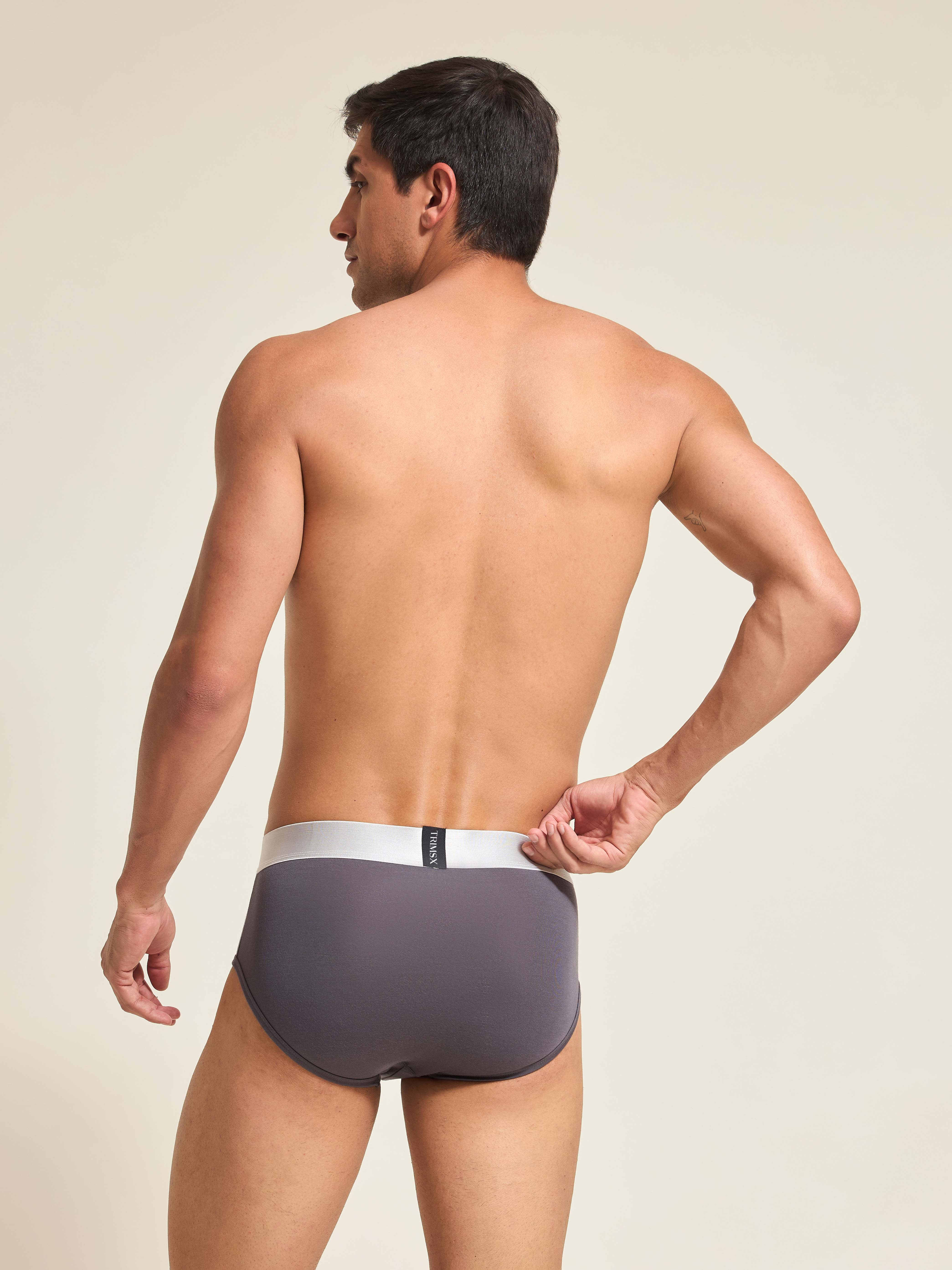 Image of Ultra Soft Modal Elastane Men's Flexi Briefs - Charcoal Grey