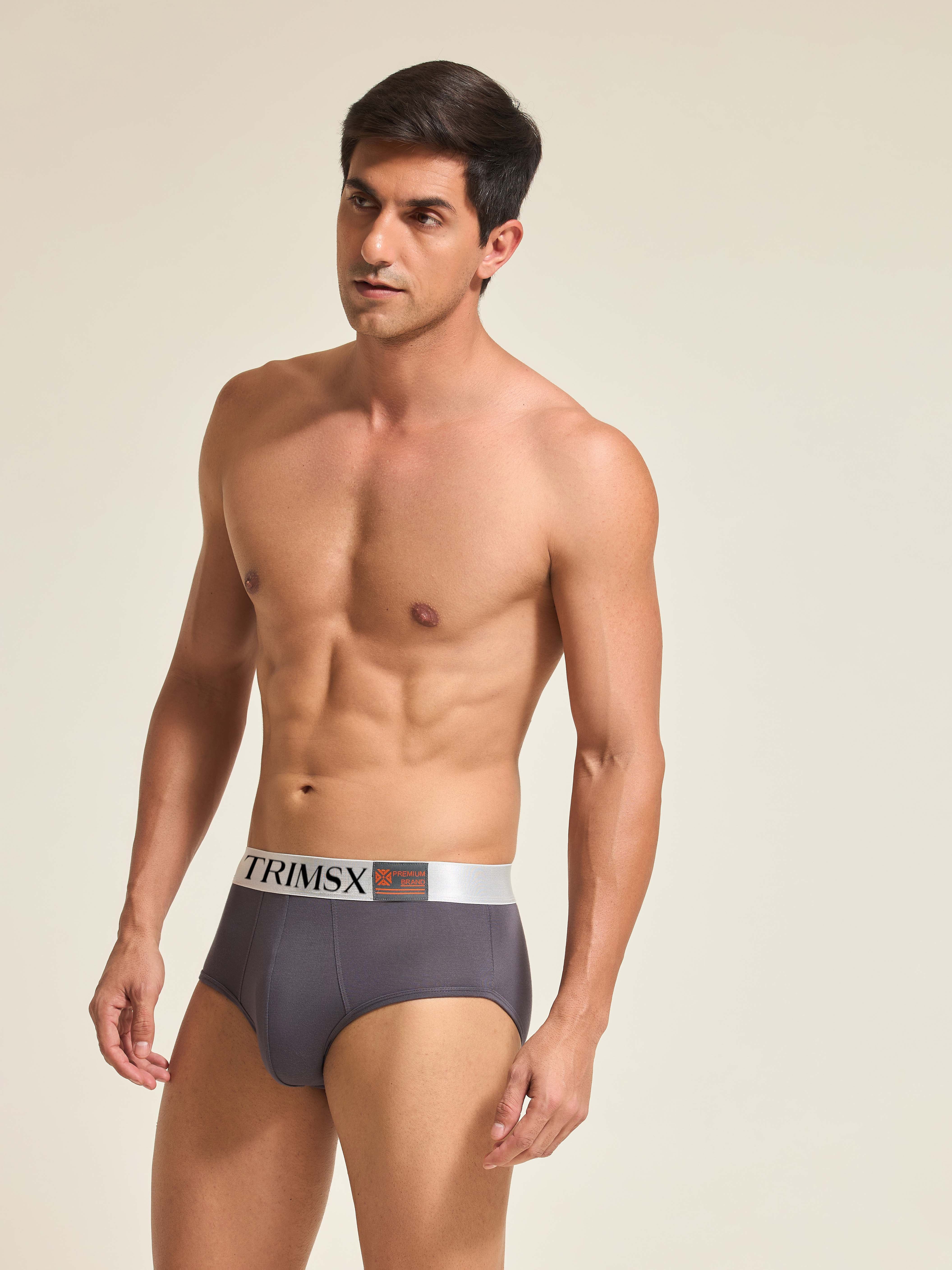 Image of Ultra Soft Modal Elastane Men's Flexi Briefs - Charcoal Grey