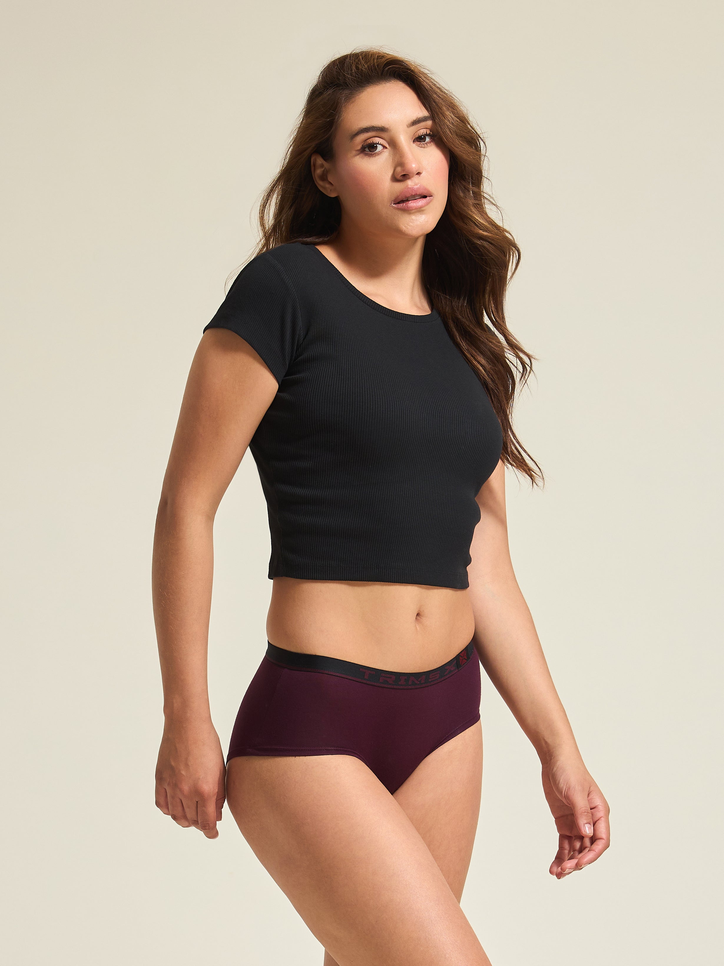 Image of Ultra Soft Modal Elastane Women's Full Coverage Hipster Panties - Crimson Maroon