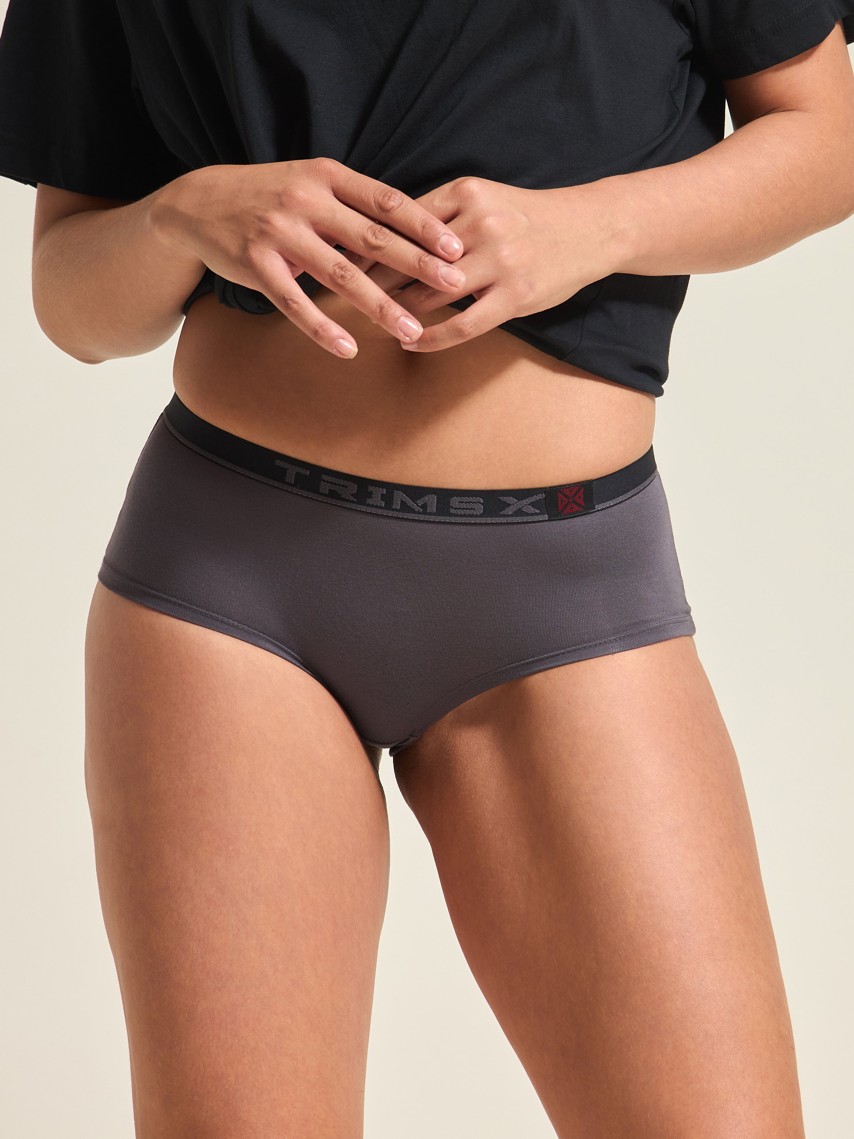 Image of Ultra Soft Modal Elastane Women's Full Coverage Hipster Panties - Charcoal Grey