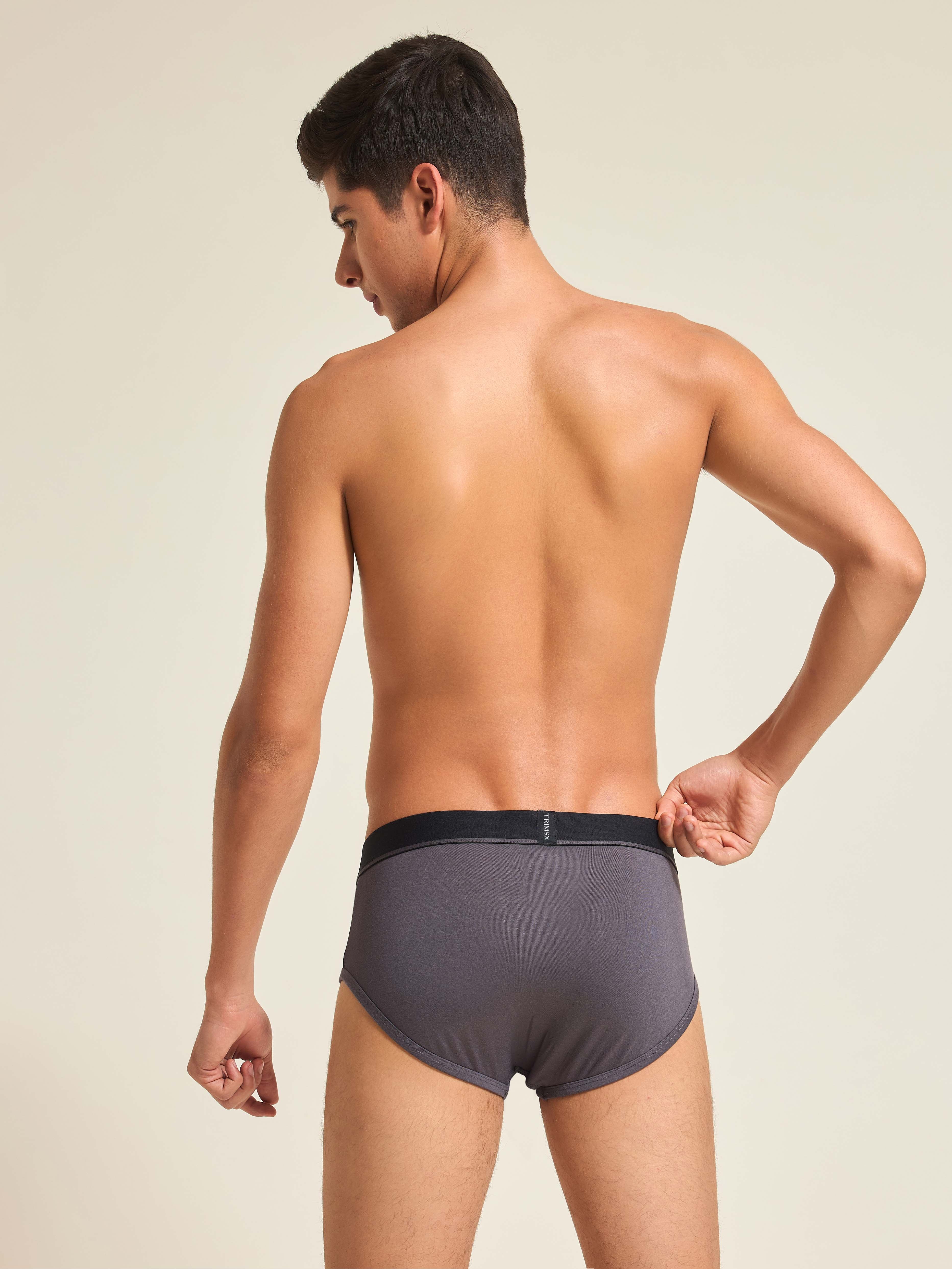Image of Ultra Soft Modal Elastane Men's Briefs - Charcoal Grey