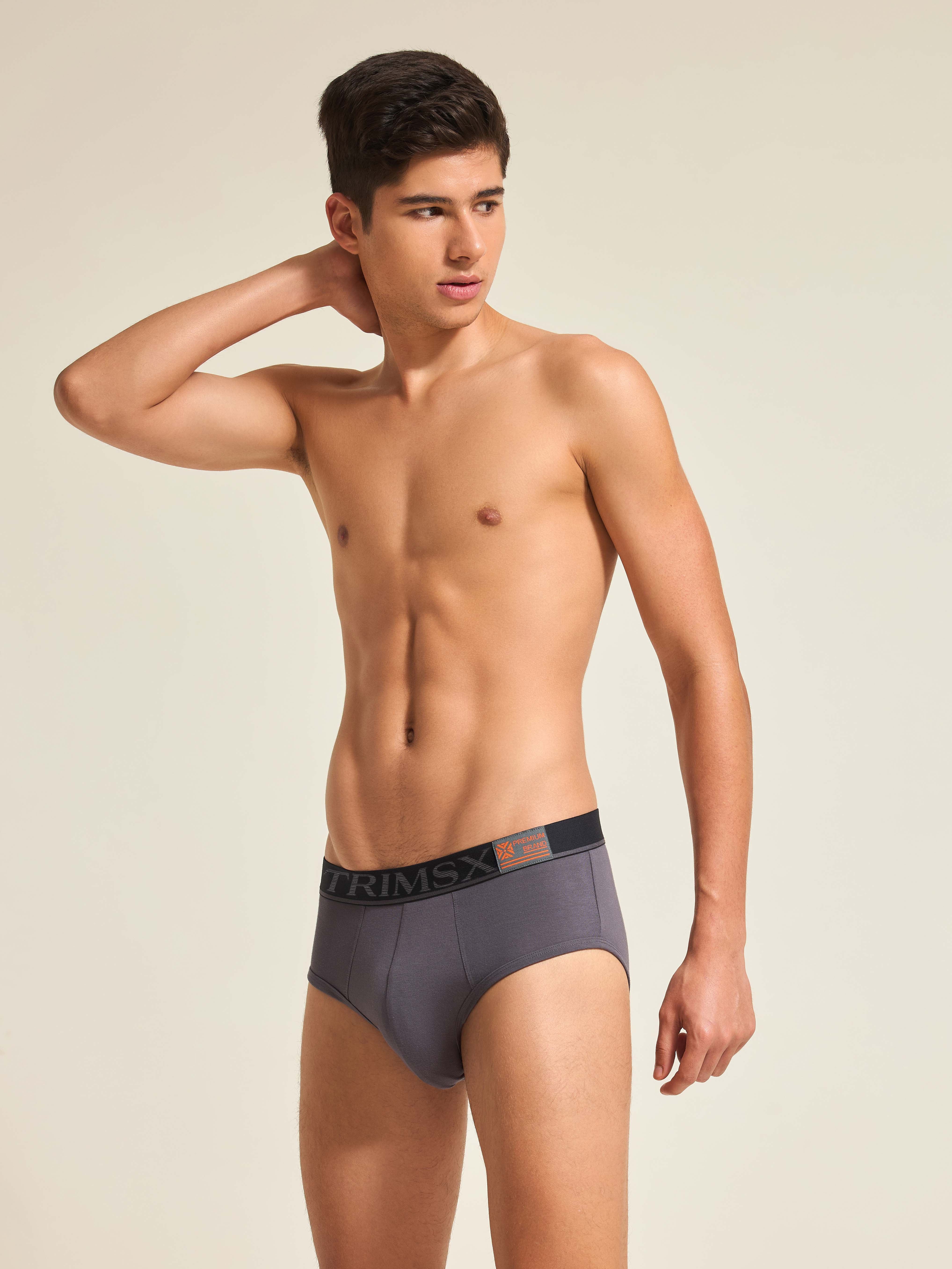 Image of Ultra Soft Modal Elastane Men's Briefs - Charcoal Grey