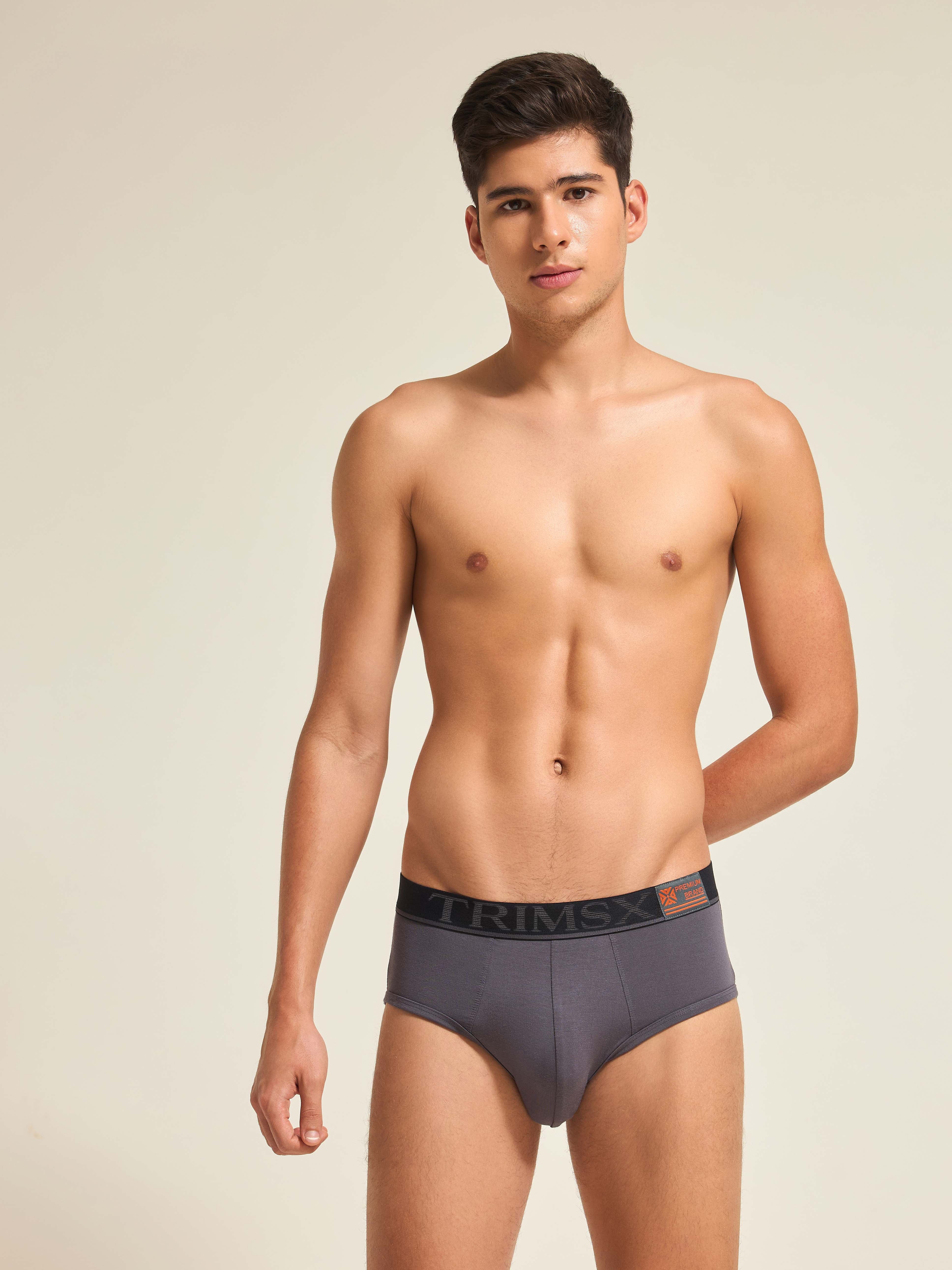 Image of Ultra Soft Modal Elastane Men's Briefs - Charcoal Grey